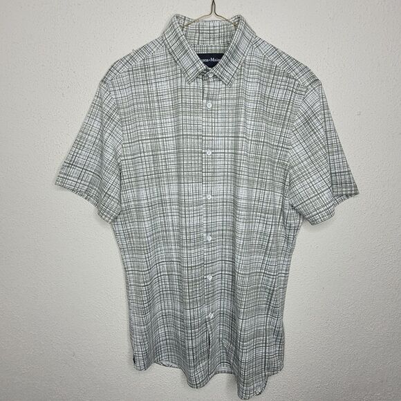 NWOT Mizzen & Main Performance Shirt Mens M White Gray Plaid Button Up - Picture 2 of 13